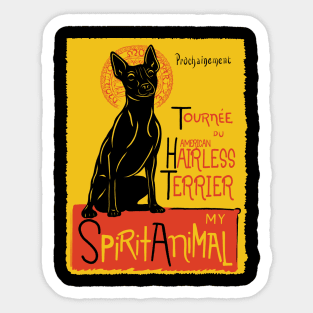 Funny American Hairless Terrier Cute Dog Chat Noir Mashup Art Sticker